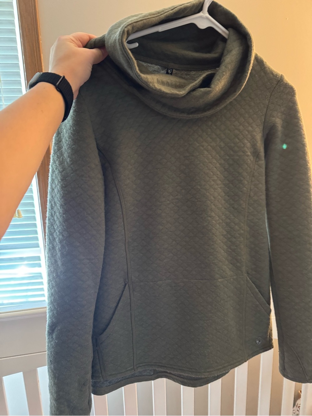 Kuhl Olive Quilted Cowl Neck Pullover
